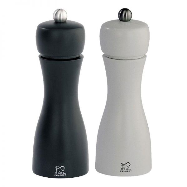 TAHITI Salz- &amp; Pfeffermühlen-Set weiß/schwarz - Ø 6 x 15 cm