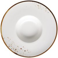 PINTAR Pastateller - 25 cl - (Ø 26 x 5 cm) - Weiß mit braunen Punkten href=