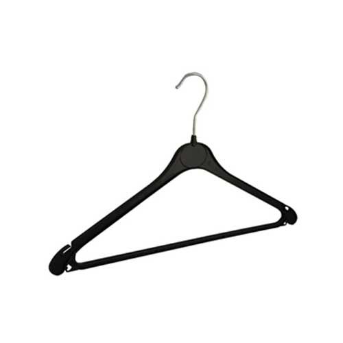 Kleiderbügel m Rockkerben u. Hosensteg 43 cm K.stoff-Schwarz