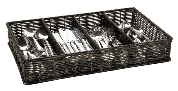 Besteckbehälter (GN 1/1) - 4 Mulden - Polyrattan