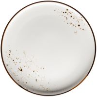 PINTAR Menüteller - (Ø 27 cm) - Weiß mit braunen Punkten href=