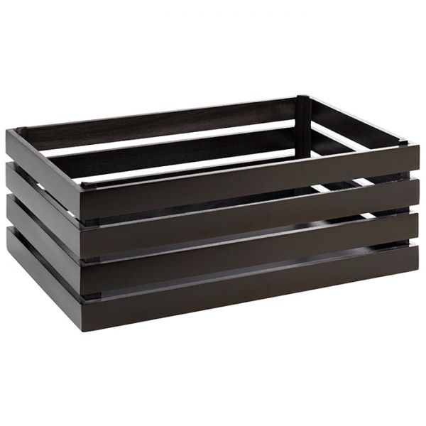 Holzkiste 55.5 x 35 x 20 cm (zu GN 1/1) - Akazie schwarz