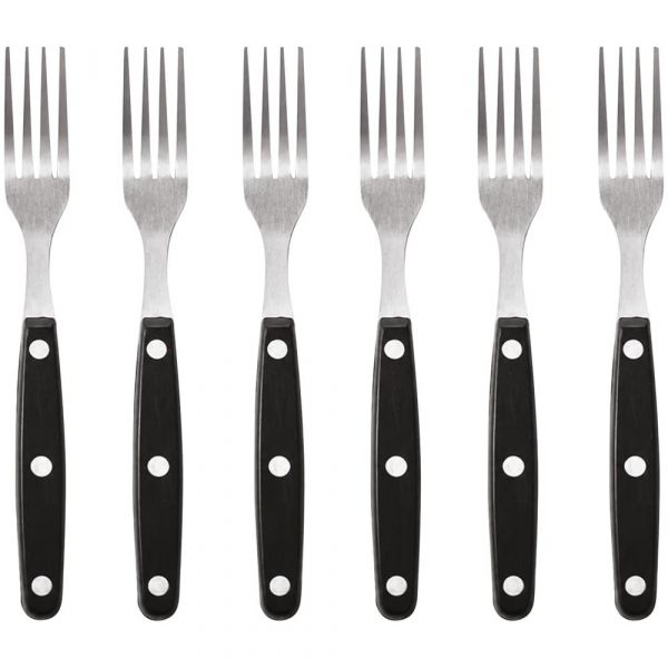 Steakgabel, schwarz - 20 cm (Set mit 6 Stück)