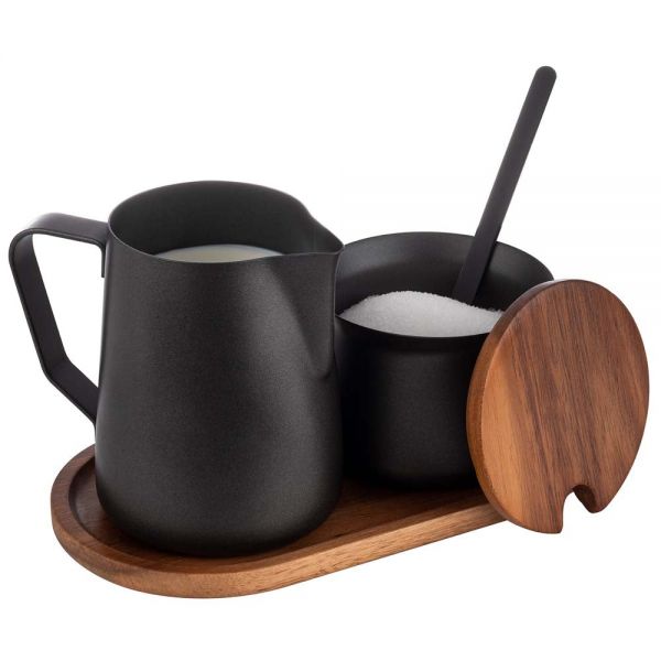 Milch &amp; Zucker-Set - 5- teilig - Schwarz