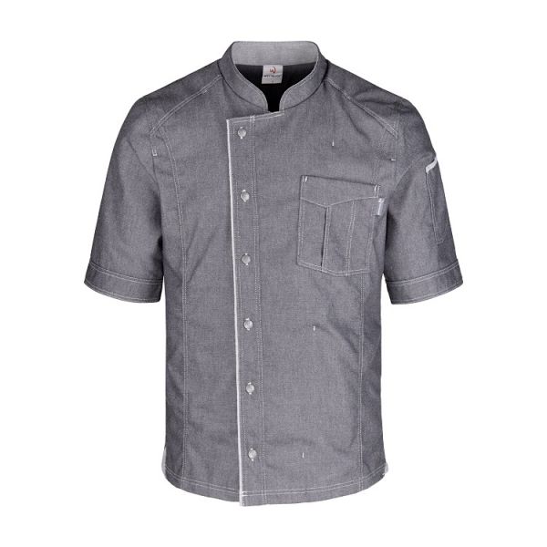 Herren-Kochjacke (Halbarm) - Grau
