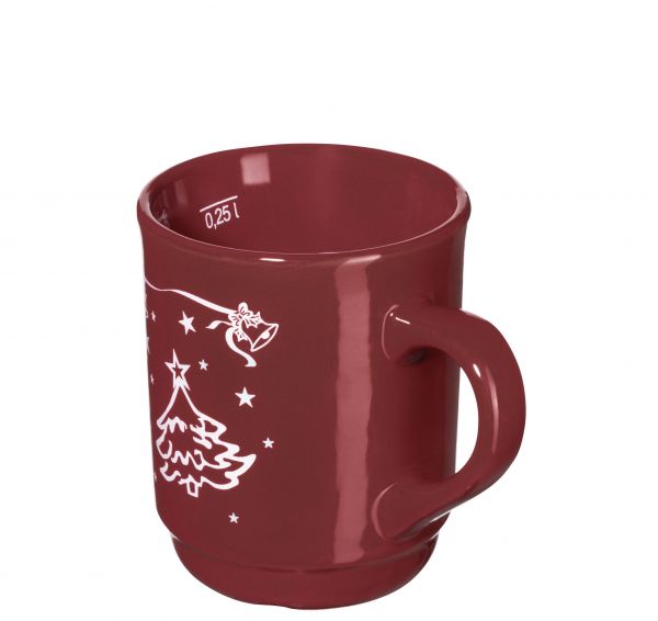 Glühweinbecher WINTERZAUBER - (Ø 8,2 x 9,7 cm) - geeicht /-/ 0,25 l -Rot