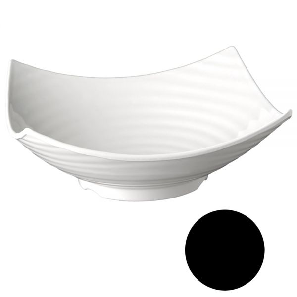 APS Blattschale ‚Marone‘ Aus Melamin – 25,5 X 14 Cm, 5,5 Cm Hoch, Schwarz Mit Braunem Rand, Spülmaschinengeeignet