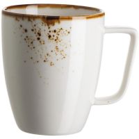 PINTAR Henkelbecher - 37 cl - (Ø 8,5 x 11,5 cm) - Weiß mit braunen Punkten href=