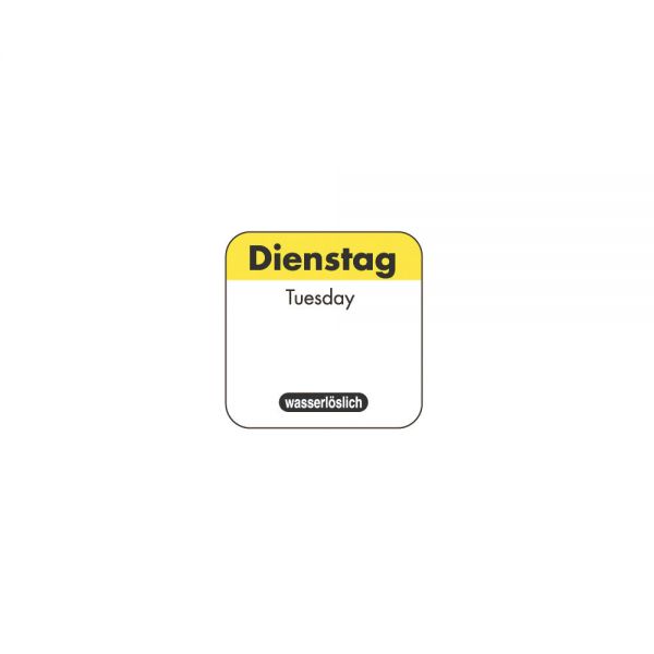 Tages-Etiketten 1" wasserlöslich - "Dienstag" (1.000 Stück)