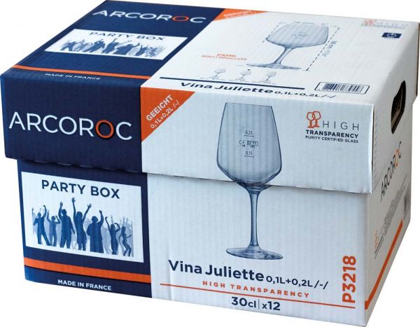 PRACTIC BOX VINA JULIETTE Weinglas (12 Stück) - 30 cl - geeicht /-/ 0,1 l + 0,2 l