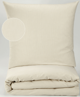 SOFIA Bettbezug mit Streifen - 140 x 210 cm - Satin - Weiß/Beige href=