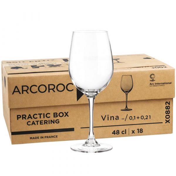 PRACTIC BOX VINA Weinglas (18 Stück) - 48 cl - /-/ 0,1 l + 0,2 l