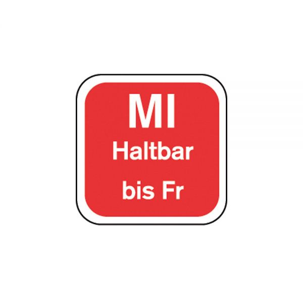 Haltbarkeits-Etiketten "Mittwoch" - abwaschbar (Rot - 3*250 Stück)