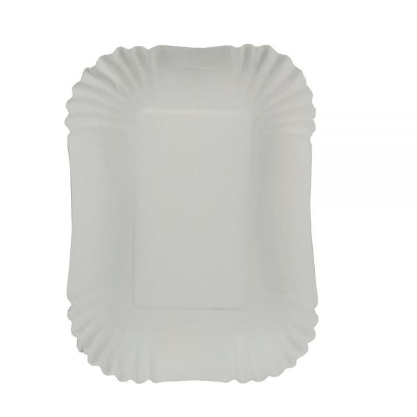 Schalen Pappe eckig 13 x 17,5 x 3 cm - Weiß beschichtet (1000 Stück)