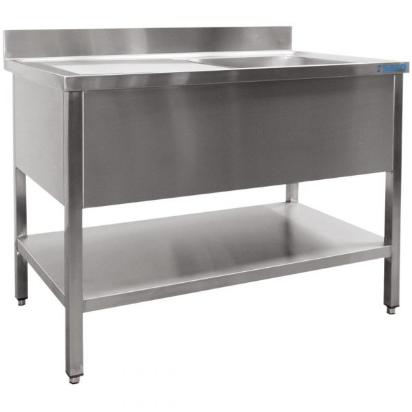 Edelstahl Spültisch - 1 Becken rechts - 1200 x 700 x 850 mm